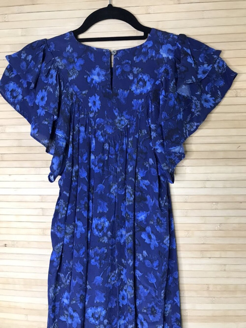 Warm NY Madewell Silk Kiss Maxi Dress Blue floral gorgeous sz 1 - Picture 6 of 8